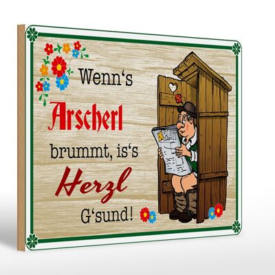 Holzschild Spruch 30x20cm wenn's Arscherl brummt