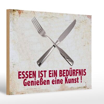 Holzschild Spruch 30x20cm Essen ist ein Befürfnis Kunst