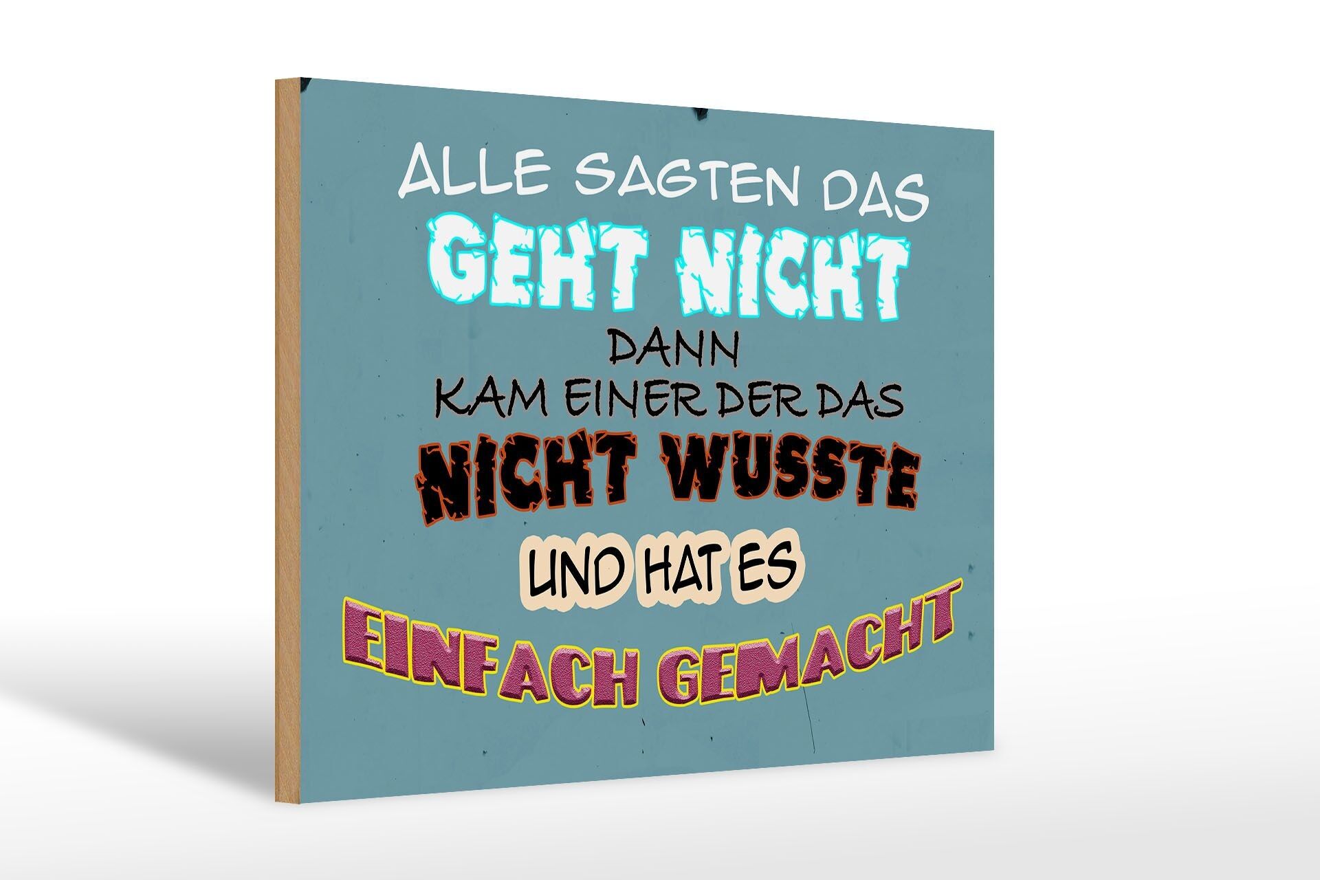 Holzschild Spruch 30x20cm alle sagten das geht nicht dann
