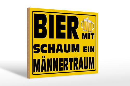 Holzschild Spruch 30x20cm Bier mit Schaum ein Männertraum