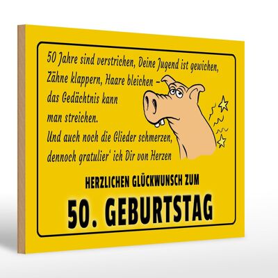 Holzschild Spruch 30x20cm Glückwunsch zum 50.Geburtstag