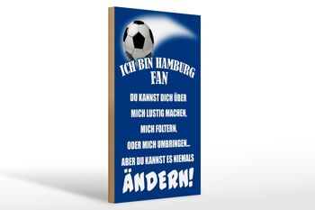 Panneau en bois 20x30cm Je suis un fan de football de Hambourg 1
