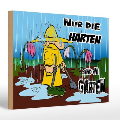 Holzschild Spruch 30x20cm nur die Harten sind im Garten