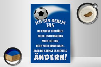 Panneau en bois 20x30cm "Je suis un fan de football de Berlin" 2