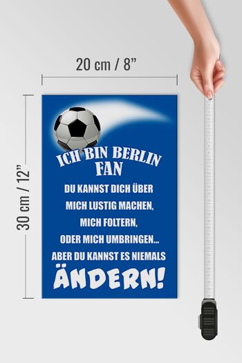 Panneau en bois 20x30cm "Je suis un fan de football de Berlin" 4