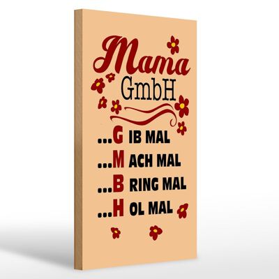 Cartel de madera que dice 20x30cm Mama GmbH da, trae, recibe