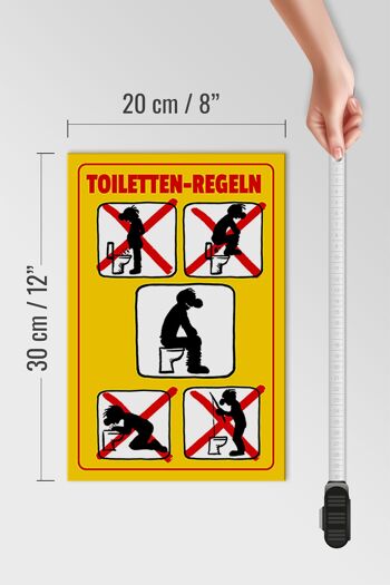 Panneau en bois avis règles toilettes 20x30cm 4