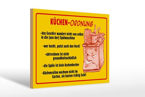 Holzschild Hinweis 30x20cm Küchen Ordnung Geschirr Spüle