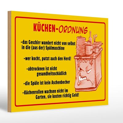 Holzschild Hinweis 30x20cm Küchen Ordnung Geschirr Spüle