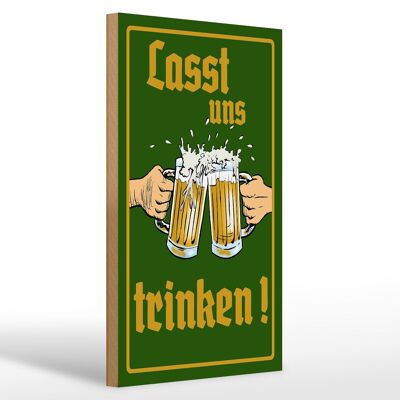 Cartello in legno 20x30 cm Bicchieri di birra, beviamo