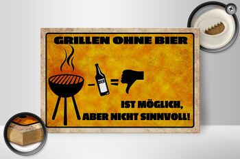 Panneau en bois indiquant 30x20cm Griller sans bière possible mais 2