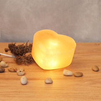 Cœur LED en cristal de sel illuminé, pierre de sel 2