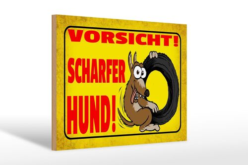 Holzschild Hinweis 30x20cm Vorsicht scharfer Hund