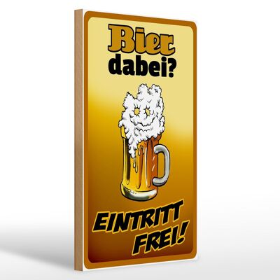 Cartello in legno 20x30cm Birra con ingresso gratuito