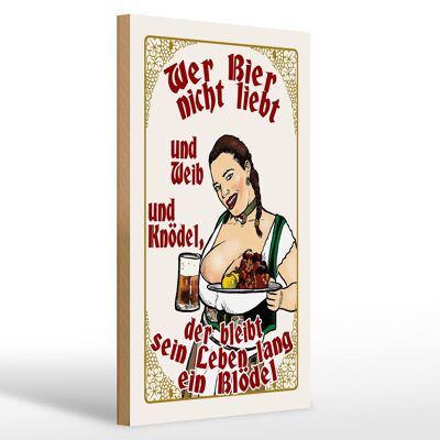 Holzschild Pinup 20x30cm wer Bier nicht liebt ein Blödel