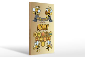 Panneau en bois disant 20x30cm Bee happy eat more honey honey 1