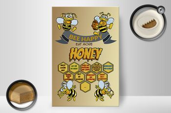 Panneau en bois disant 20x30cm Bee happy eat more honey honey 2