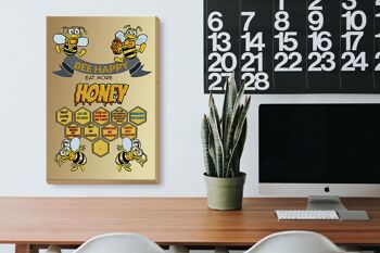 Panneau en bois disant 20x30cm Bee happy eat more honey honey 3