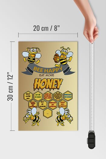 Panneau en bois disant 20x30cm Bee happy eat more honey honey 4