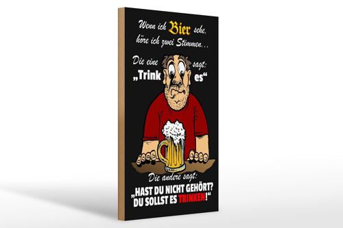 Holzschild Spruch 20x30cm wenn ich Bier sehe höre ich 2