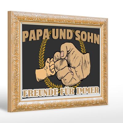 Cartello in legno con scritta 30x20 cm Papà e figlio amici per sempre