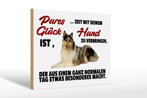 Holzschild Spruch 30x20cm Pures Glück Zeit mit seinem Hund