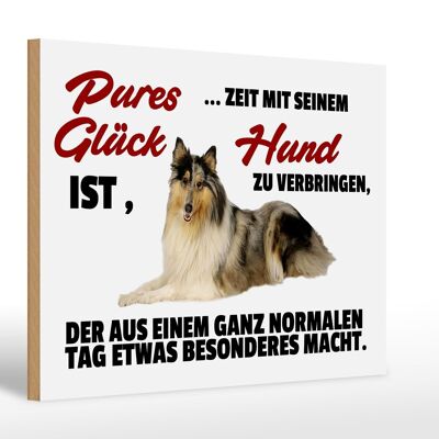 Holzschild Spruch 30x20cm Pures Glück Zeit mit seinem Hund