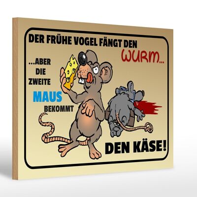 Holzschild Spruch 30x20cm der frühe Vogel fängt den Wurm