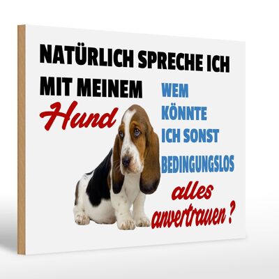 Holzschild Spruch 30x20cm natürlich spreche ich mit Hund