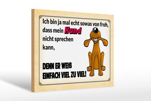 Holzschild Spruch 30x20cm mein Hund weiß einfach zuviel