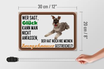 Panneau en bois indiquant 30x20cm Chien Schnauzer nain porte-bonheur 4