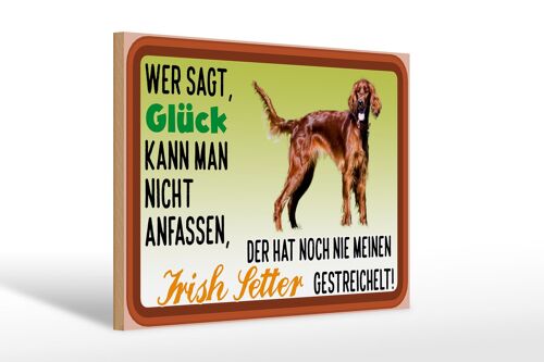 Holzschild Spruch 30x20cm Glück Irish Setter Hund