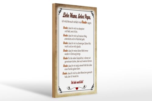 Holzschild Spruch 20x30cm Mama Papa hab euch lieb danke