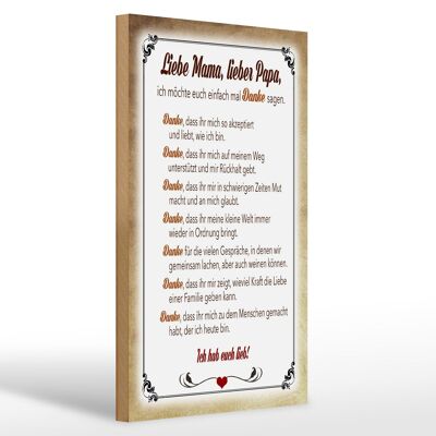 Holzschild Spruch 20x30cm Mama Papa hab euch lieb danke