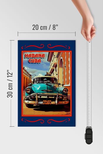 Panneau en bois Cuba 20x30cm Habana Cuba voiture bleue 4