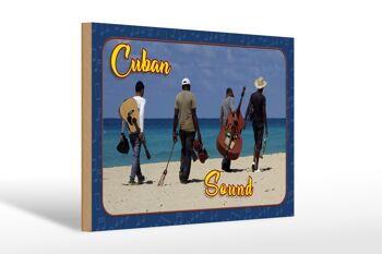 Panneau en bois Cuba 30x20cm Cuban Sound Band sur la plage 1