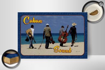 Panneau en bois Cuba 30x20cm Cuban Sound Band sur la plage 2