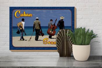 Panneau en bois Cuba 30x20cm Cuban Sound Band sur la plage 3