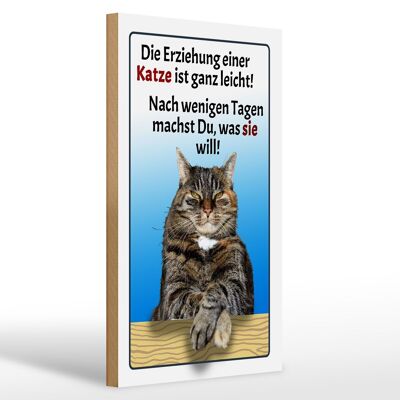 Holzschild Spruch 20x30cm die Erziehung einer Katze leicht