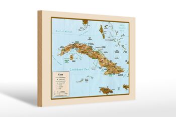 Panneau en bois Carte de Cuba 30x20cm 1