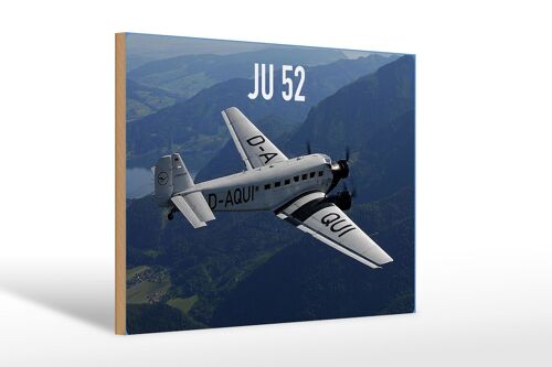 Holzschild Flugzeug 30x20cm JU 52 in der Luft