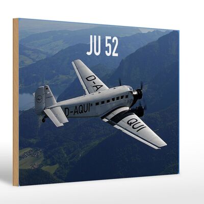 Holzschild Flugzeug 30x20cm JU 52 in der Luft