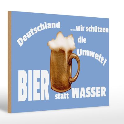 Cartel de madera que dice cerveza alemana de 30x20 cm en lugar de agua.