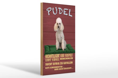 Holzschild Spruch 20x30cm Pudel hochintelligent lieb Hund