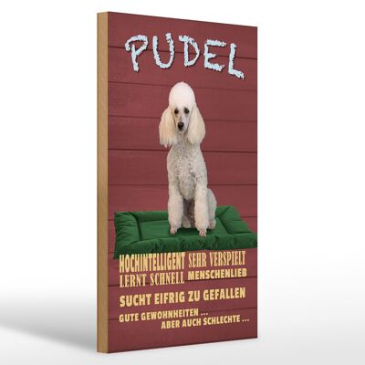 Cartello in legno con scritta 20x30 cm Barboncino, cane amorevole e molto intelligente