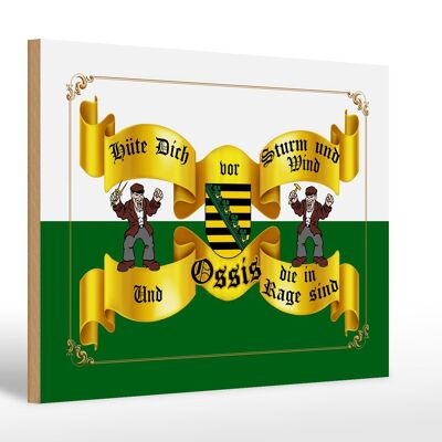 Cartello in legno con scritta "Attenti a Ossis die Rage" 30x20 cm
