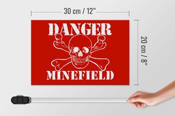 Panneau en bois 30x20cm Danger Minefield crâne 4