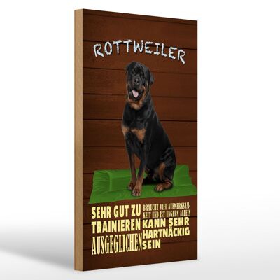 Cartello in legno con scritta 20x30 cm Rottweiler cane riluttante da solo