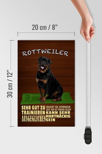 Panneau en bois indiquant 20x30cm Chien Rottweiler seul à contrecœur 4