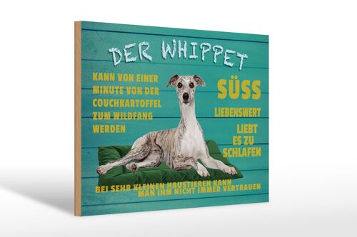 Holzschild Spruch 30x20cm der Whippet Hund süss lebenswert